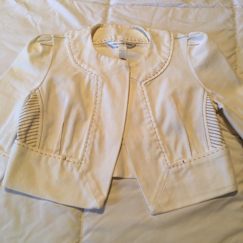 Diane Von Furstenberg Cropped jean Jacket Coat